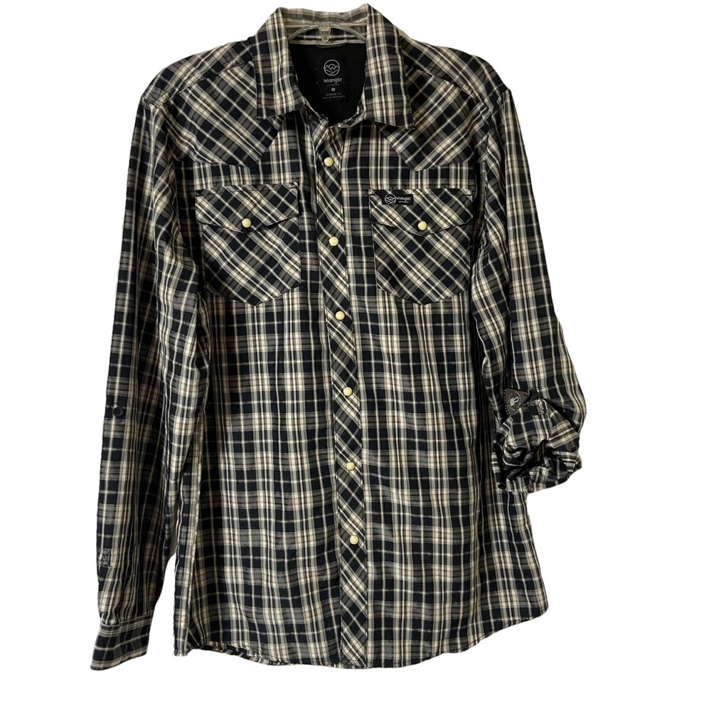 Wrangler Outdoor Convertible Sleeve Snap Button Vented Shirt Size Medium